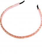 Обруч для волос MISO accessory тонкий с камешками розовый