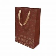 Пакет бумажный L крафтовый 34,5х22,5х11 бордо з тиснением