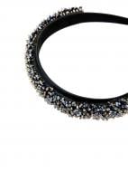 Обруч для волос MISO accessory широкий с бусинками синий