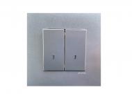 Выключатель двухклавишный Efapel Quadro с подсветкой алюминий 4601512 SAL