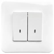 Выключатель двухклавишный Efapel Latina с подсветкой белый 4701512 SBR