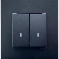 Выключатель двухклавишный Efapel Quadro с подсветкой черный матовый 4601512 SPM