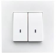 Выключатель двухклавишный Efapel Quadro с подсветкой белый 4601512 SBR