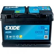 Аккумулятор автомобильный EXIDE AGM 72Ah 720A 12V EK720 «+» справа (EK720)