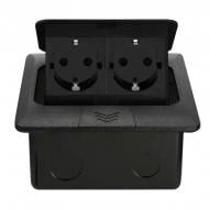 Розетка подвійна меблева із заземленням Livolo C7 IP44 чорний VL-SHS016-TCBP-B