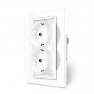 Розетка двойная бытовая с заземлением Livolo C7 cтекло IP20 белый VL-C7CTF16A.TF16A-WP Розетка двойная бытовая с заземлением Livolo C7 cтекло IP20 белый VL-C7CTF16A.TF16A-WP