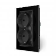 Розетка двойная бытовая с заземлением Livolo C7 cтекло IP20 черный VL-C7CTF16A.TF16A-BP