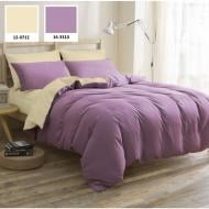 Комплект постельного белья Margolles (12-0712+16-3310) Microsatin Premium 200х220 см бежевый/фиолетовый MirSon