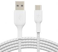 Кабель Belkin Braided USB-C to USB-A Cable 1 м білий (CAB002BT1MWH) Кабель Belkin Braided USB-C to USB-A Cable 1 м білий (CAB002BT1MWH)