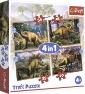 Пазл Trefl 4 в 1 Цікаві динозаври 34383