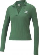 Футболка Puma CLASSICS RIBBED V-COLLAR LS SLIM TOPACT 53805537 р.XL зелений