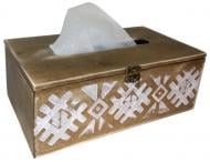 Серветниця декоративна Woodville Фолк 25х14х9 см, палісандр/білий