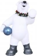 Декорация новогодняя медведь игривый с мячом белый 27х40х57 см