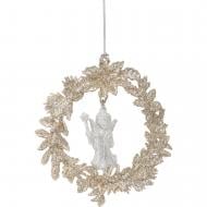 Підвіска пластикова Ангел у вінку з присипкою 13 см в асортименті EPI-P1901021