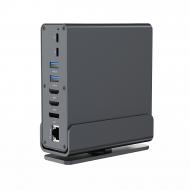 Док-станція Cablexpert USB-C 15-в-1 (USB-хаб + HDMI/DP/PD/картридер/LAN/3.5-мм аудіо) dark grey (A-CF-COMBO15-01)