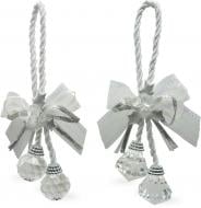 Подвеска пластиковая бант с кристаллами 18,5 см белый EPI-P1706044