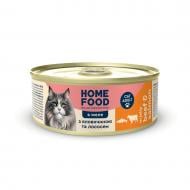 Консерва для взрослых котов Home Food с говядиной и лососем в желе 85 г