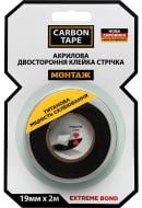 Двостороння клейка стрічка CARBON TAPE акрилова EXTREME BOND 19 мм 1,1 мм 2 м чорний