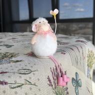 Декоративная фигура Барашек с цветком 15 см