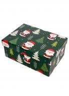 Коробка подарочная прямоугольная зеленая с сантой 35х27х15.5см 1110