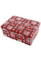 Коробка подарочная прямоугольная в клетку снежинка 33х25.5х14.5см 1110