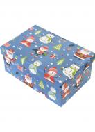 Коробка подарочная прямоугольная синяя новогодняя 31х23х14см 1110