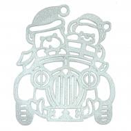 Елочная игрушка Ведмеді на машині 12x12 см белый