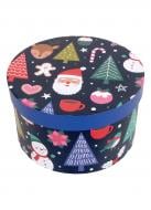 Коробка подарочная круглая синяя новогодняя 31.5х16.8см 2110