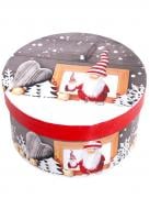 Коробка подарочная круглая с сантой 13,5х7см 2703