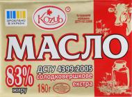 Масло сладкое сливочное масло «Экстра» 83% ТМ «КозубПродукт» в фольге, 180 г