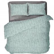 Комплект постельного белья семейный Face бирюзовый с серым UP! (Underprice)
