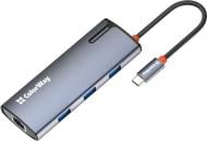 USB-хаб ColorWay USB-C 6-в-1 Type C PD 100W/USB3.0х3/HDMI 4К/RJ45 0,17 м серый (CW-HUB02)