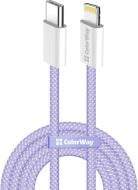 Кабель ColorWay Type-C - Apple Lightning (braided cotton) (PD Fast Charging 27W) 1 м фіолетовий (CW-CBPDCL061-PU)