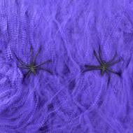 Декоративное изделие Паутина Хэллоуин 20 г с двумя паучками фиолетовая 973674 YES! Fun