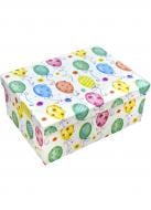 Коробка подарочная прямоугольная белая разноцветные шарики 111014864 25х18 см