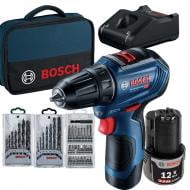 Шуруповерт акумуляторний Bosch Professional GSR 12V-30 з набором насадок 06019G9001