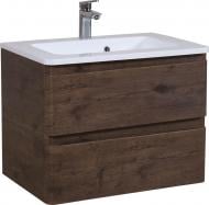 Тумба подвесная Aqua Rodos Акцент каштан с умывальником Альфа 70 см
