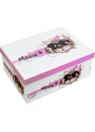Коробка подарочная прямоугольная бело-розовая Meow 1110178901 19х13 см