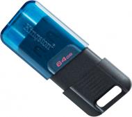 Флешпам'ять Kingston DataTraveler 80 M 200MB/s 64 ГБ USB Type-C black/blue (DT80M/64GB)