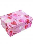Коробка подарочная прямоугольная розовая с сердцами 111020524 25х18 см