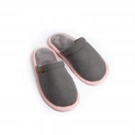 Тапки домашние Twins HS-OZ вельвет PVC р.38/39 серо-розовый