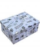 Коробка подарочная прямоугольная серая с рисунками 111020624 25х18 см
