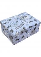 Коробка подарочная прямоугольная серая с рисунками 111020629 35х27 см