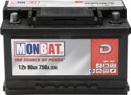 Акумулятор автомобільний Monbat D 80А 12 B A88B3W0_1 «+» праворуч Акумулятор автомобільний Monbat D 80А 12 B A88B3W0_1 «+» праворуч