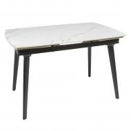 Стол обеденный Aqua Rodos ZELOS 1200(1800)x800x750мм белый мрамор/черный Стол обеденный Aqua Rodos ZELOS 1200(1800)x800x750мм белый мрамор/черный