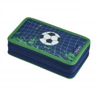 Пенал пустой Double Kick it Футбол 50026029K Herlitz синий с рисунком