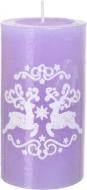 Свічка рустикальна циліндр 78x140 Олені фіолетова Pako-If