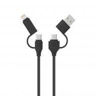 Кабель Promate QuadCord-PD60 USB-C/USB-A to USB-C/Lightning 1,2 м чорний (quadcord-pd60.black)