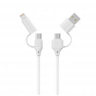 Кабель Promate QuadCord-PD60 USB-C/USB-A to USB-C/Lightning 1,2 м белый (quadcord-pd60.white)