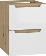 Тумба подвесная Грейд нижняя с ящиками Q-25 (1+1) 400х530х464 МС Дакота дуб артизан/фасад МДФ белая эмаль